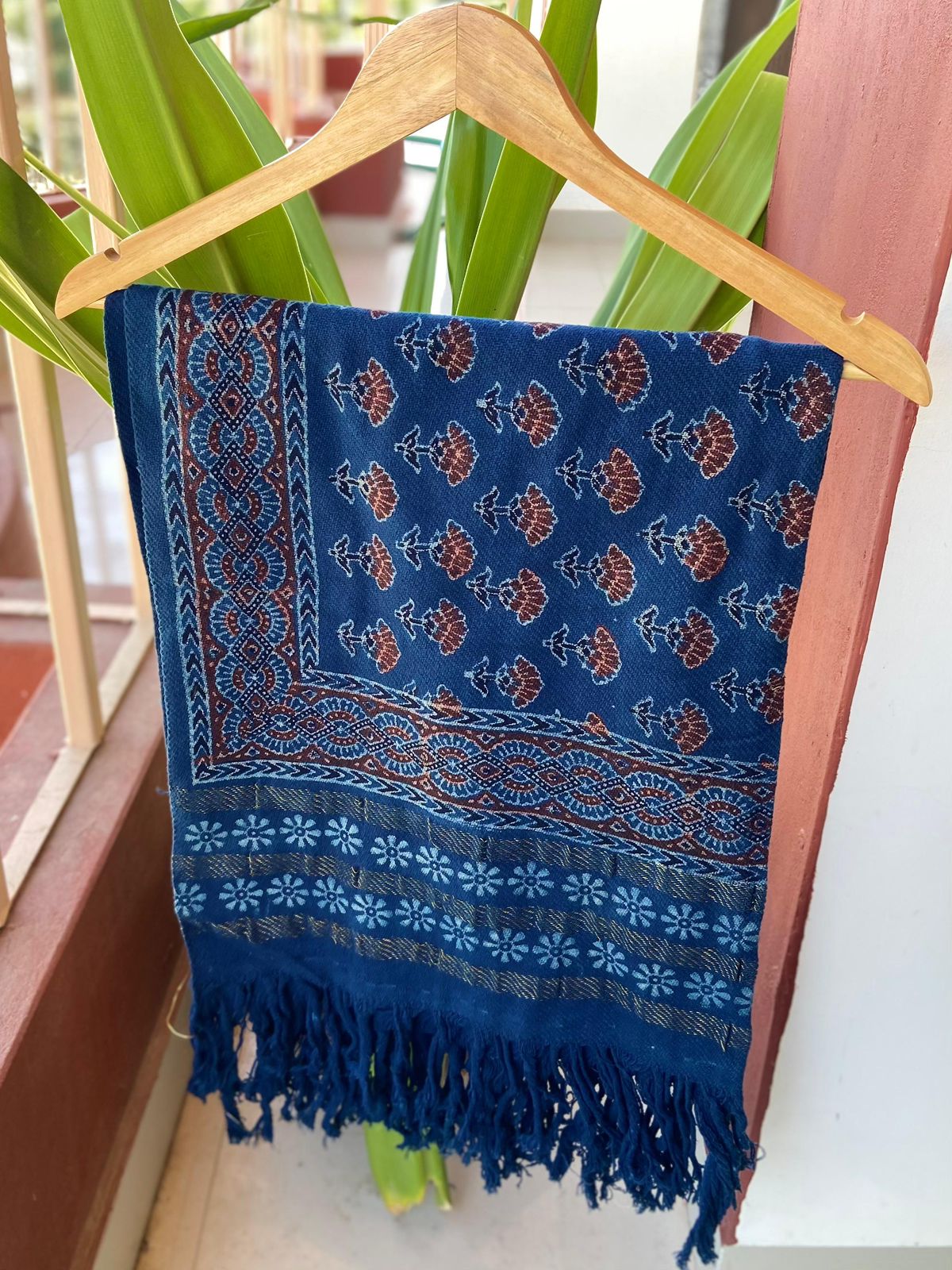 Indigo Ajrakh Handblock Printed Dupatta