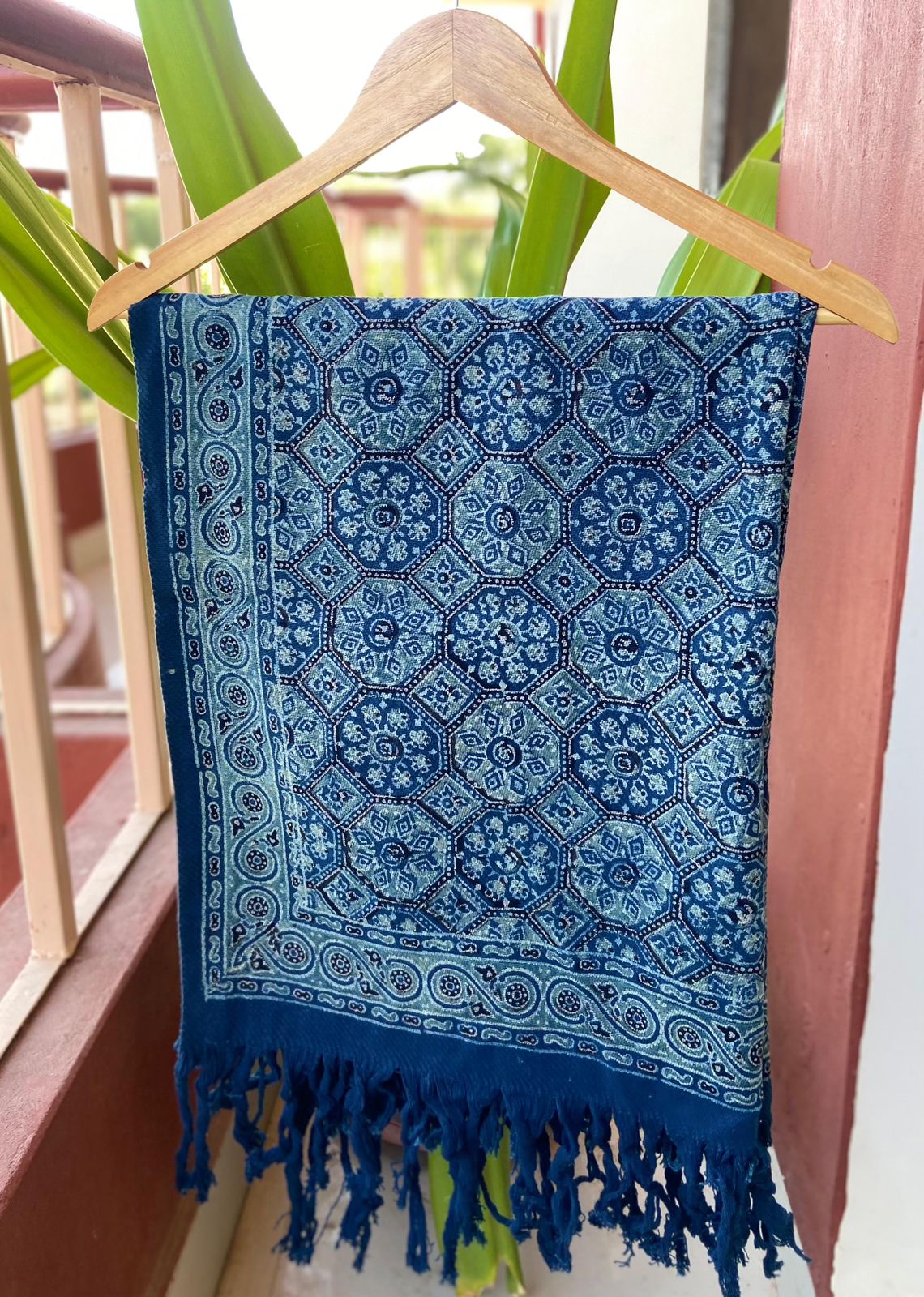 Indigo Ajrakh Handblock Printed Dupatta