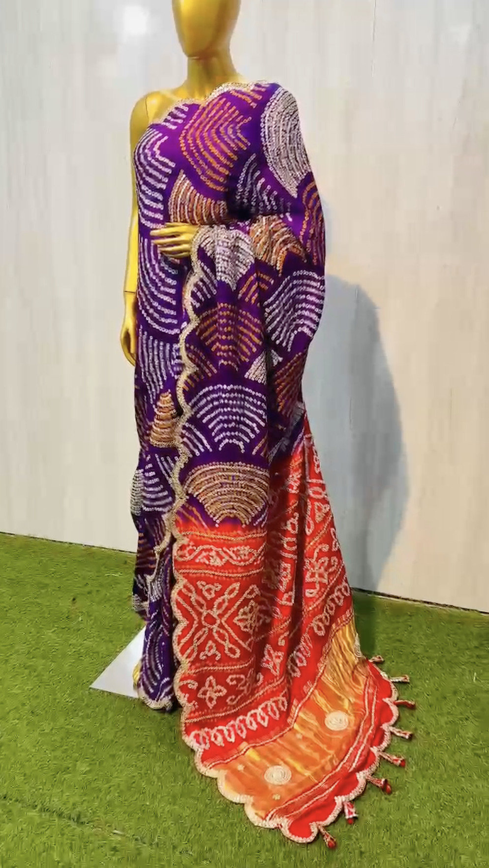 Vibrant Bandhani Fusion Saree